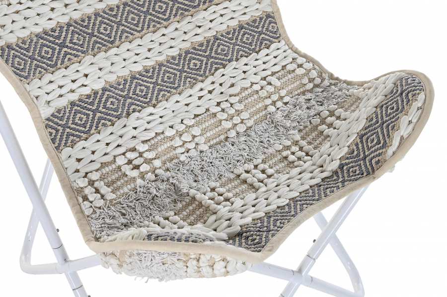 Sillon Algodon Hierro 74X65X90 Mariposa Blanco