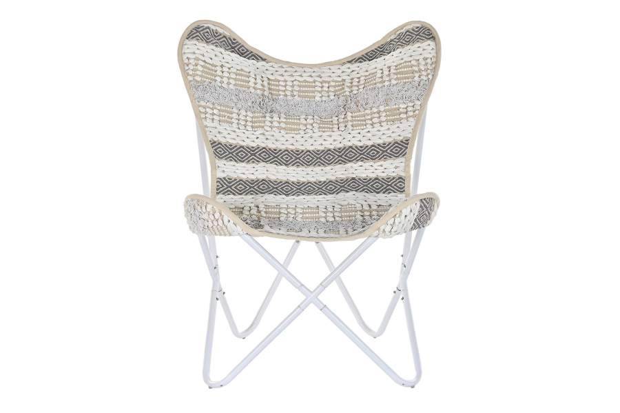 Sillon Algodon Hierro 74X65X90 Mariposa Blanco