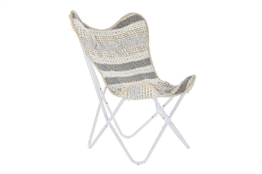 Sillon Algodon Hierro 74X65X90 Mariposa Blanco