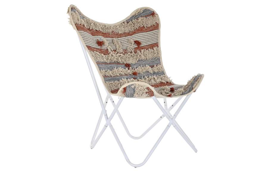 Sillon Algodon Hierro 74X65X90 Mariposa Naranja