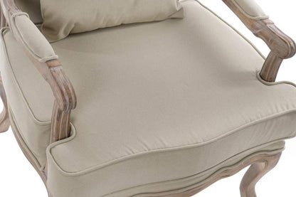 Sillon Madera Lienzo 70X62X95 Cojin Natural