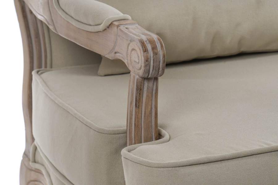 Sillon Madera Lienzo 70X62X95 Cojin Natural