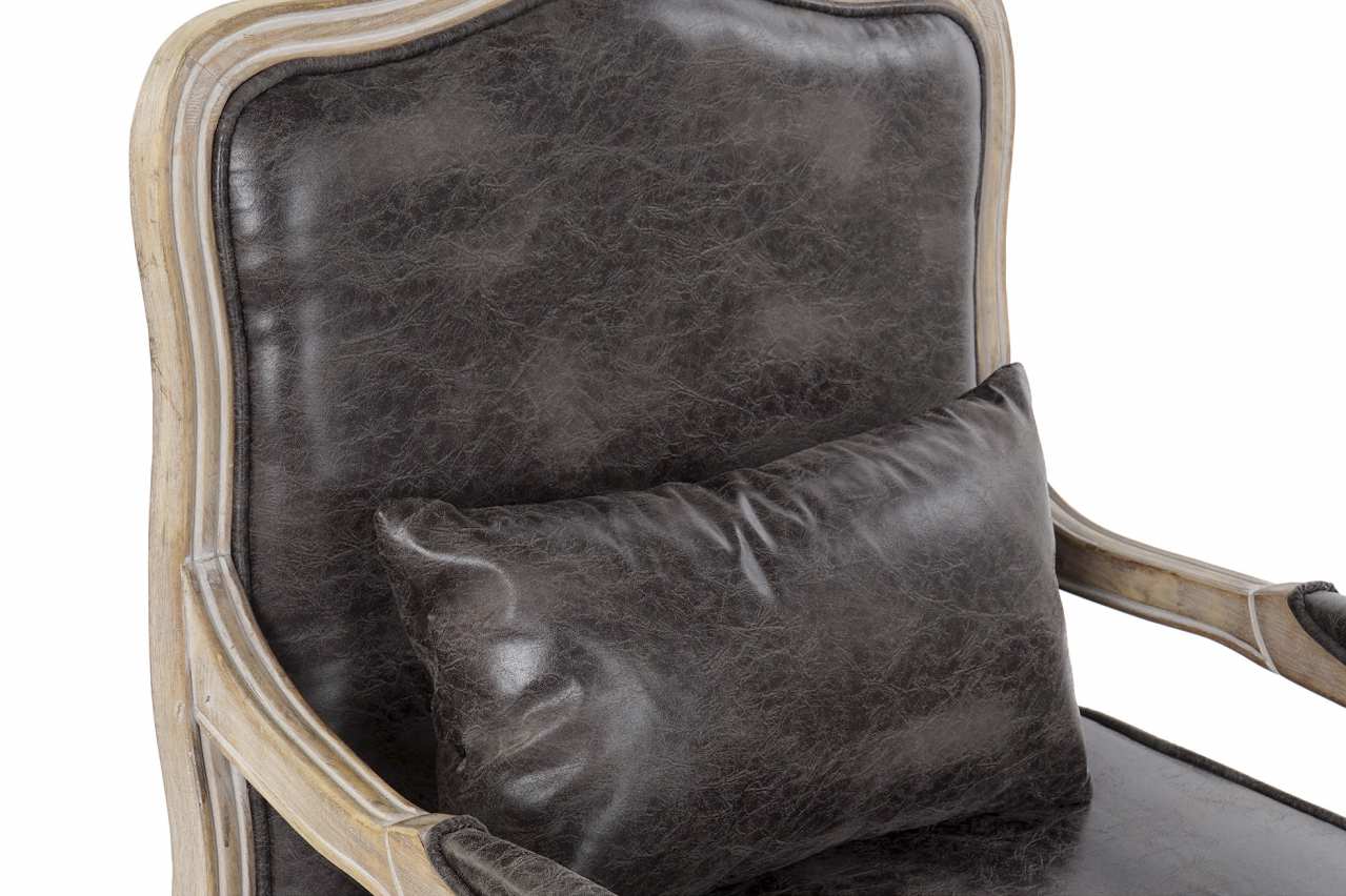 Sillon Pu Rubberwood 70X66X94 Desgastado Marron
