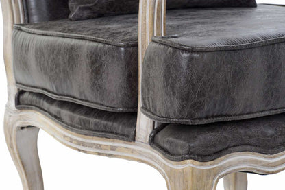 Sillon Pu Rubberwood 70X66X94 Desgastado Marron