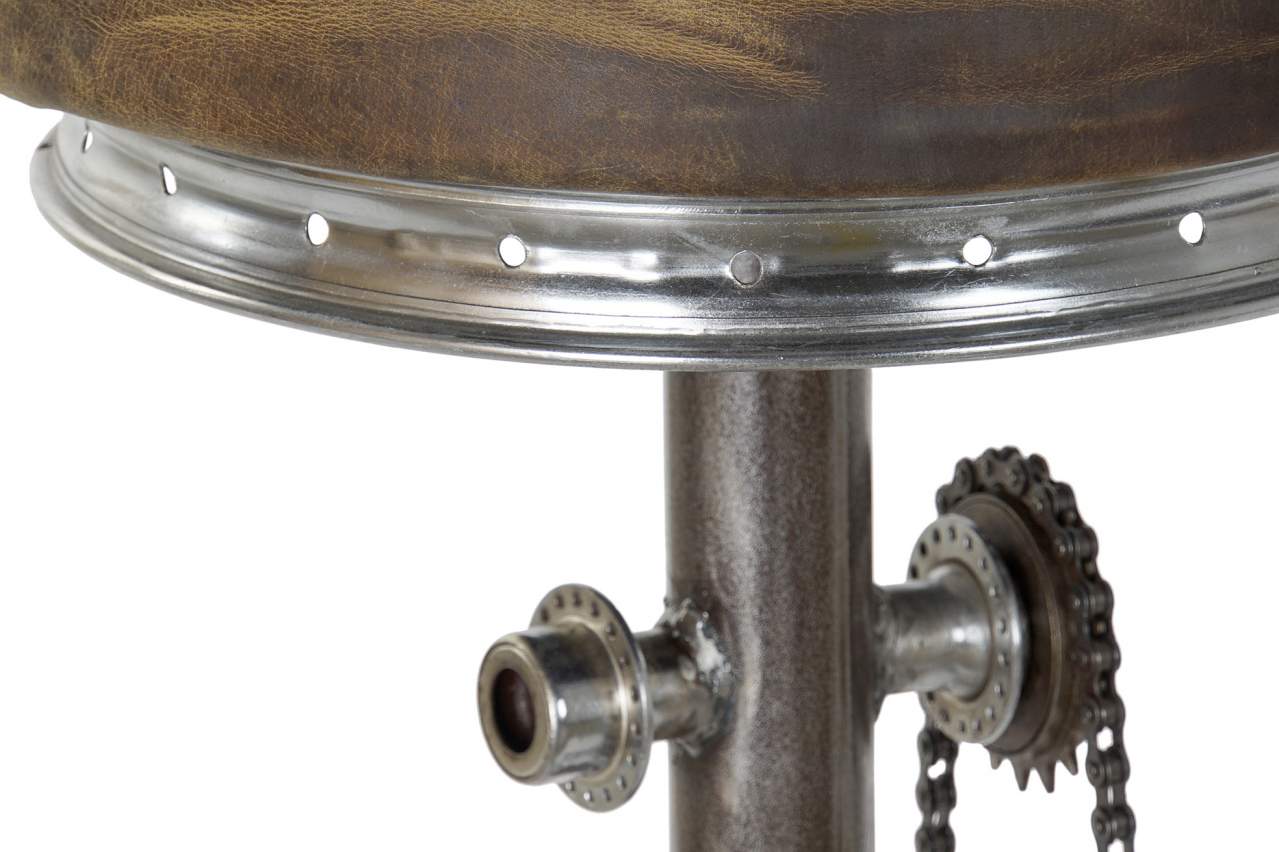 Taburete Metal Cuero 44X41X82 Pedales Marron