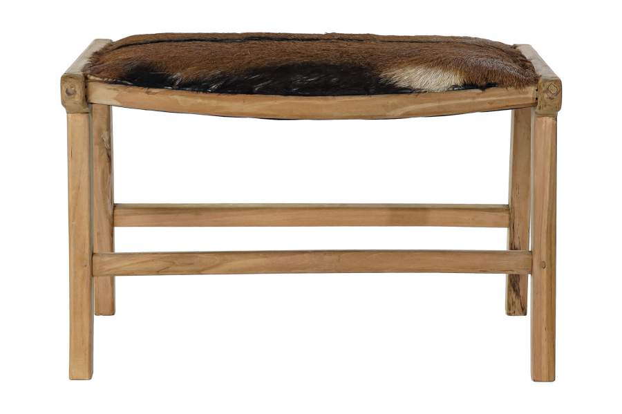 Descalzadora Teca Piel 65X47X42 Vaca Marron