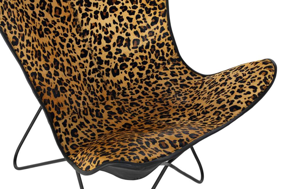Silla Metal Piel 73X70X93 Leopardo Negro