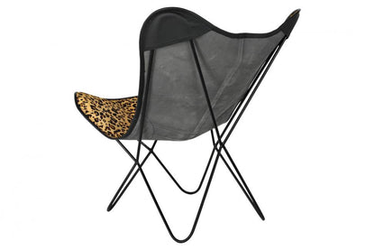 Silla Metal Piel 73X70X93 Leopardo Negro
