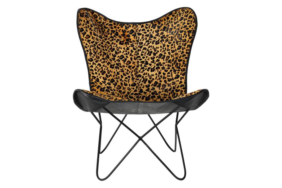 Silla Metal Piel 73X70X93 Leopardo Negro
