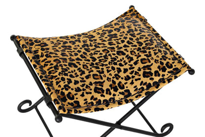 Reposapies Metal Piel 55X45X41 Leopardo Marron