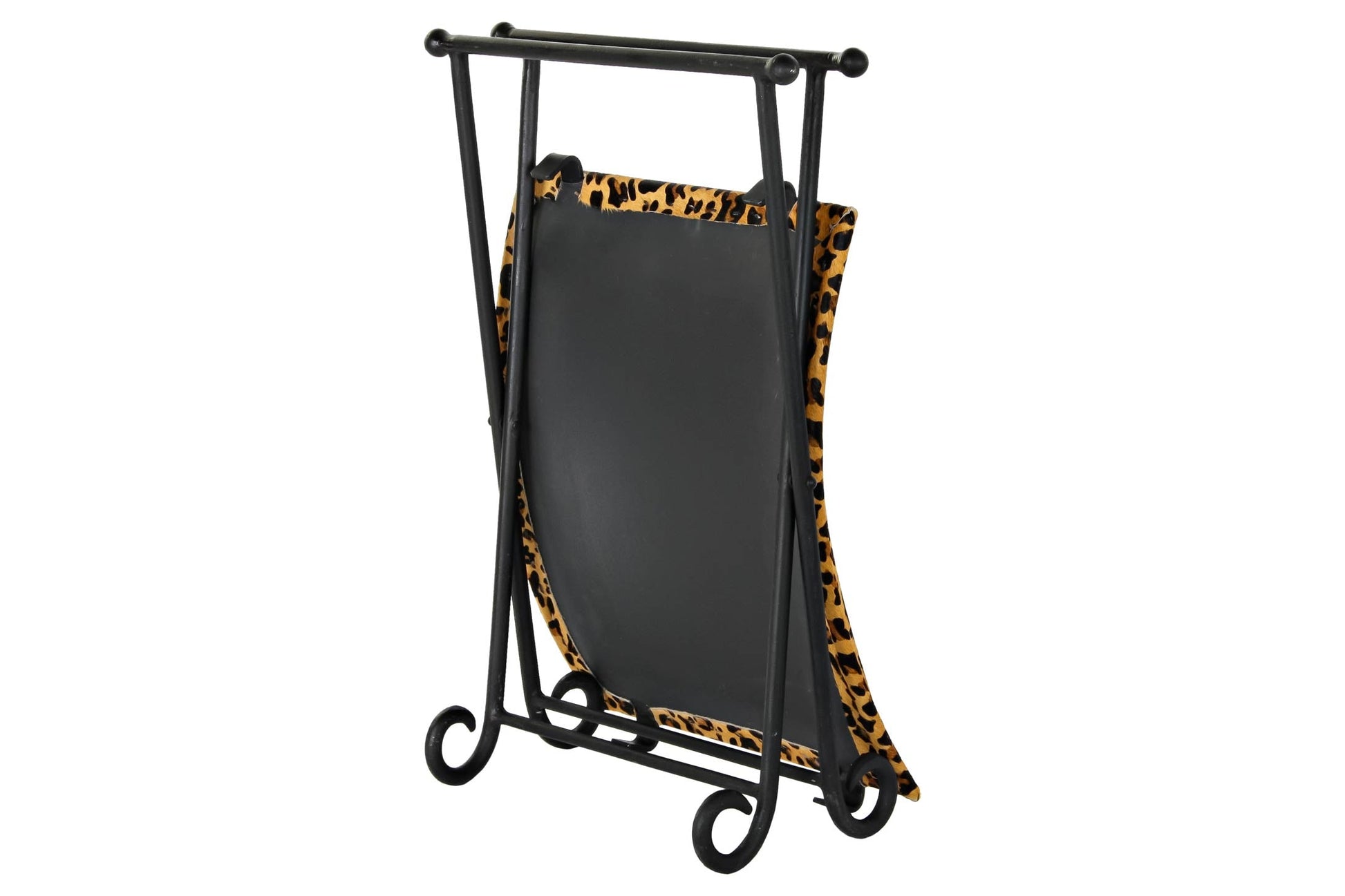 Reposapies Metal Piel 55X45X41 Leopardo Marron
