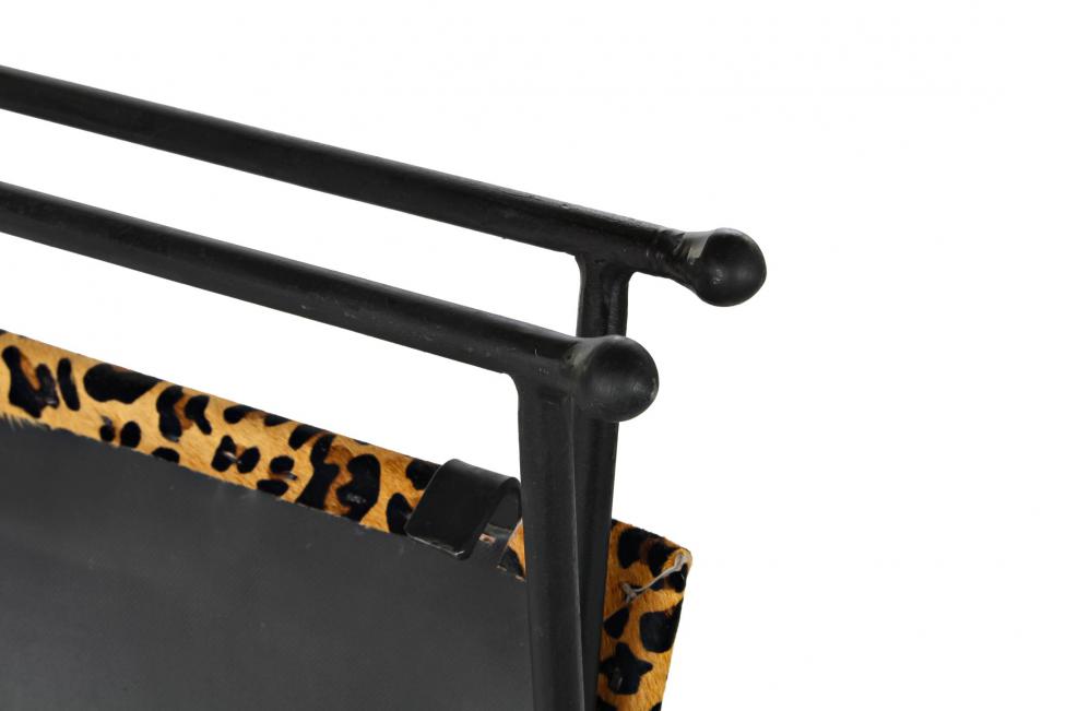 Reposapies Metal Piel 55X45X41 Leopardo Marron