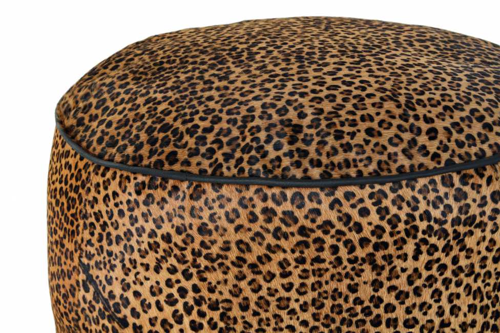 Reposapies Piel 46X46X50 Leopardo Marron