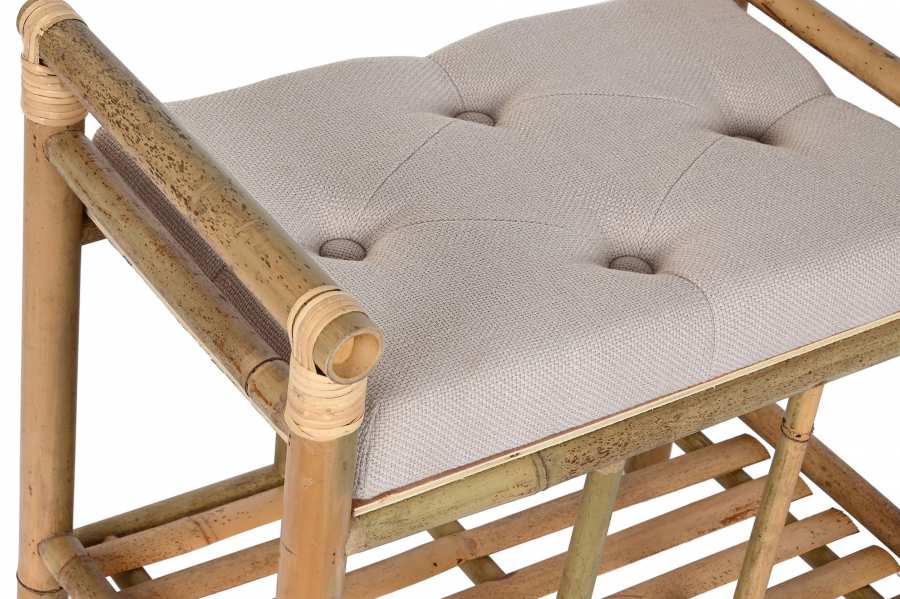 Descalzadora Bambu Algodon 55X36X54 Natural Marron