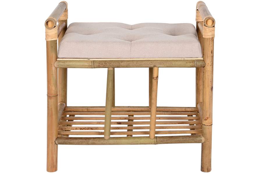 Descalzadora Bambu Algodon 55X36X54 Natural Marron