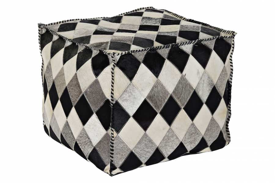 Pouf Piel Poliester 45X45X40 Rombos Marron