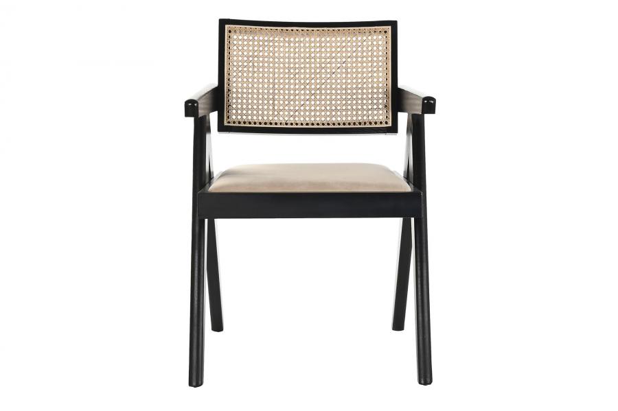 Silla Olmo Ratan 55X54X82 Tapizado Negro