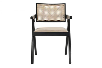 Silla Olmo Ratan 55X54X82 Tapizado Negro