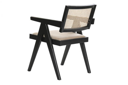 Silla Olmo Ratan 55X54X82 Tapizado Negro