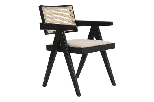 Silla Olmo Ratan 55X54X82 Tapizado Negro