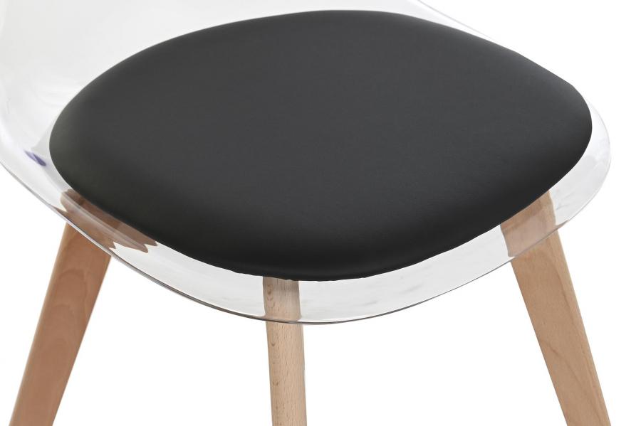 Silla Policarbonato Madera 54X47X81 Tapizado Negro