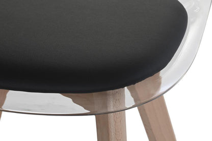 Silla Policarbonato Madera 54X47X81 Tapizado Negro