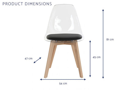 Silla Policarbonato Madera 54X47X81 Tapizado Negro