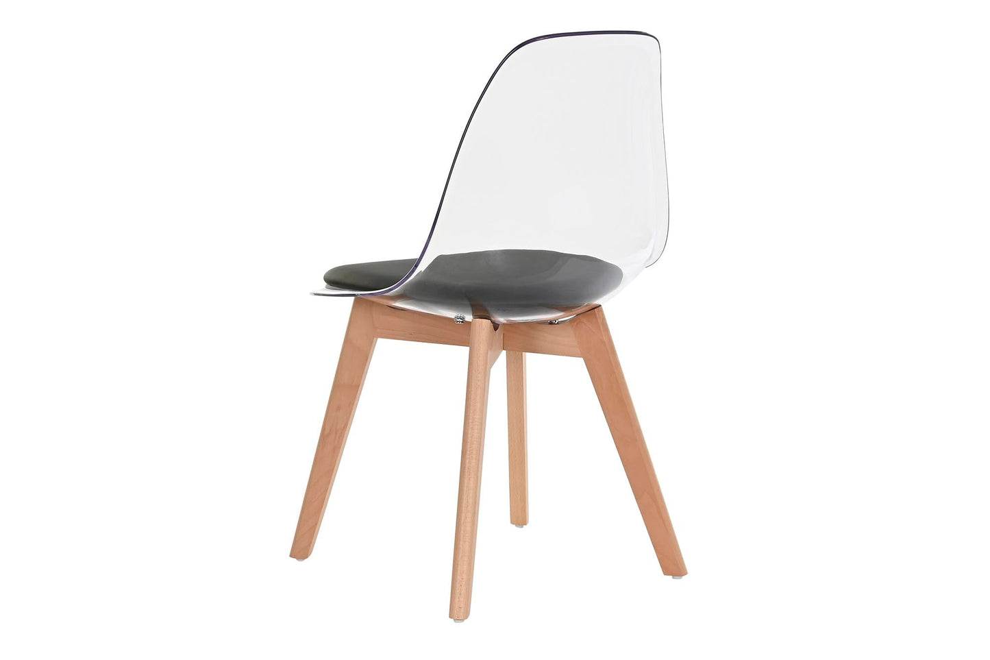 Silla Policarbonato Madera 54X47X81 Tapizado Negro
