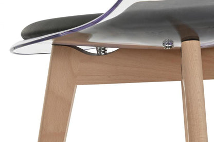 Silla Policarbonato Madera 54X47X81 Tapizado Negro