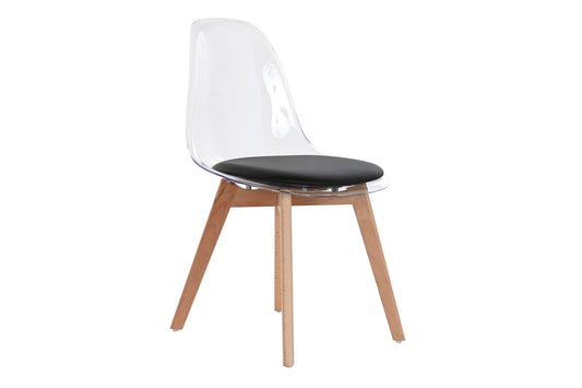 Silla Policarbonato Madera 54X47X81 Tapizado Negro
