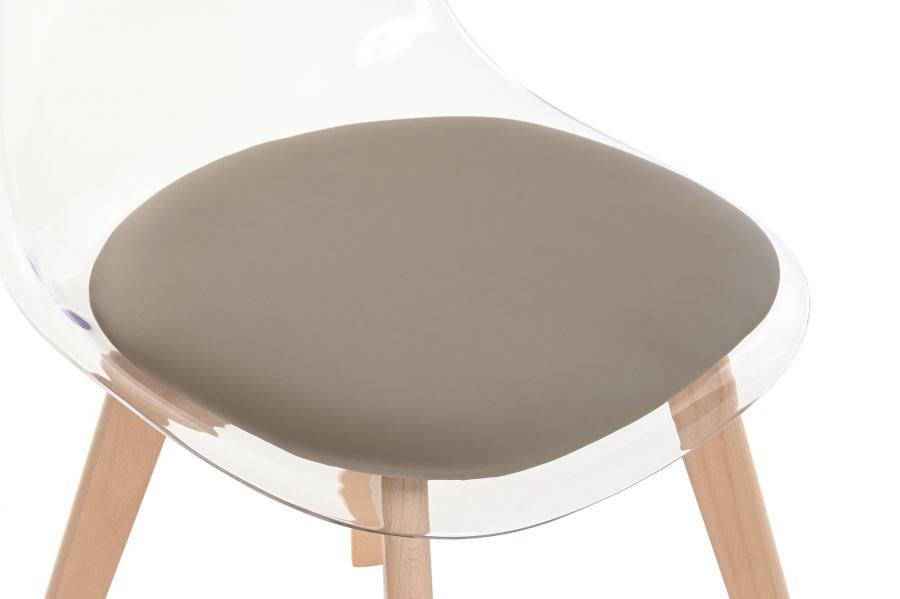 Silla Policarbonato Madera 54X47X81 Tapizado Beige