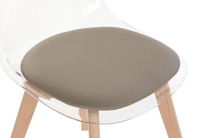 Silla Policarbonato Madera 54X47X81 Tapizado Beige
