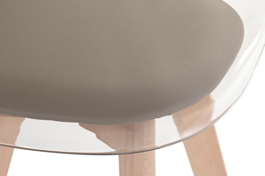 Silla Policarbonato Madera 54X47X81 Tapizado Beige
