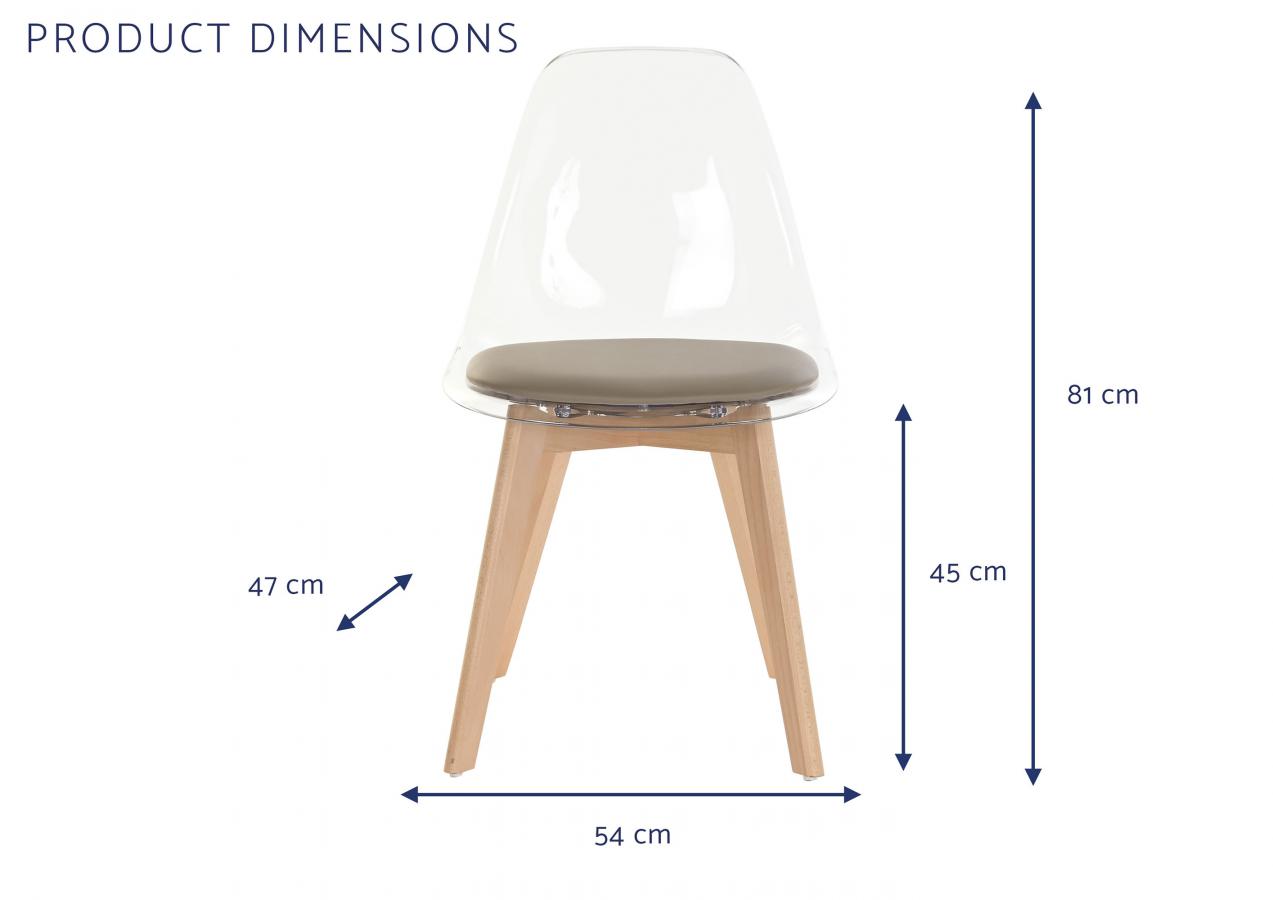Silla Policarbonato Madera 54X47X81 Tapizado Beige