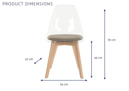 Silla Policarbonato Madera 54X47X81 Tapizado Beige