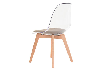 Silla Policarbonato Madera 54X47X81 Tapizado Beige