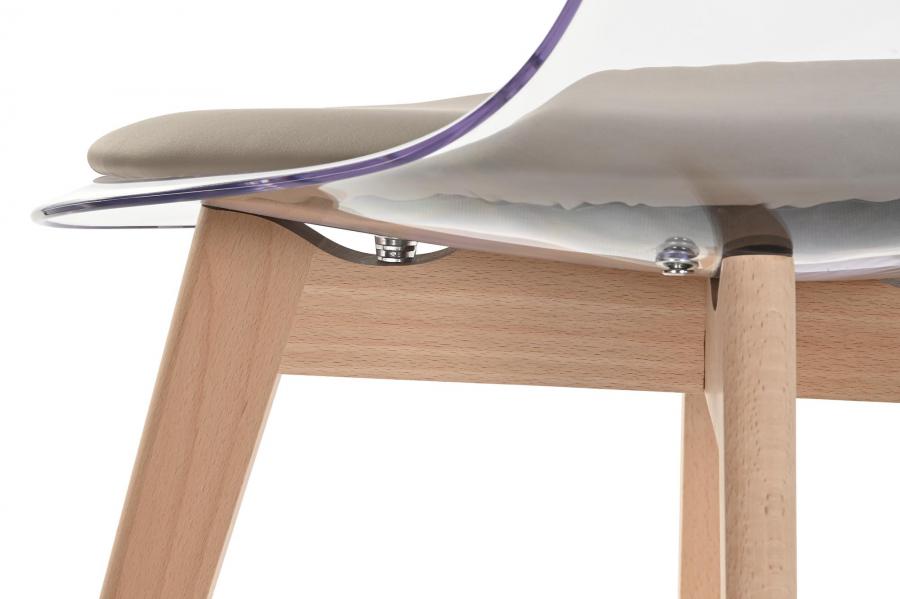 Silla Policarbonato Madera 54X47X81 Tapizado Beige