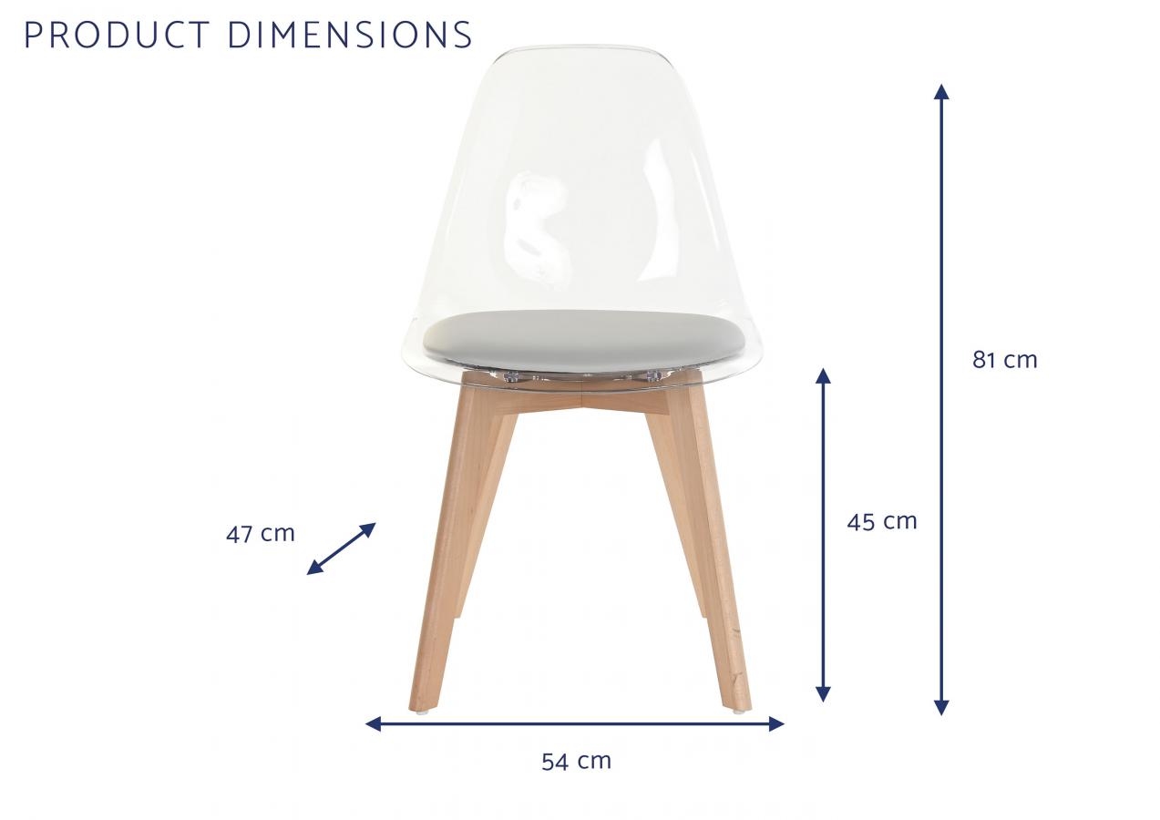 Silla Policarbonato Madera 54X47X81 Tapizado Gris