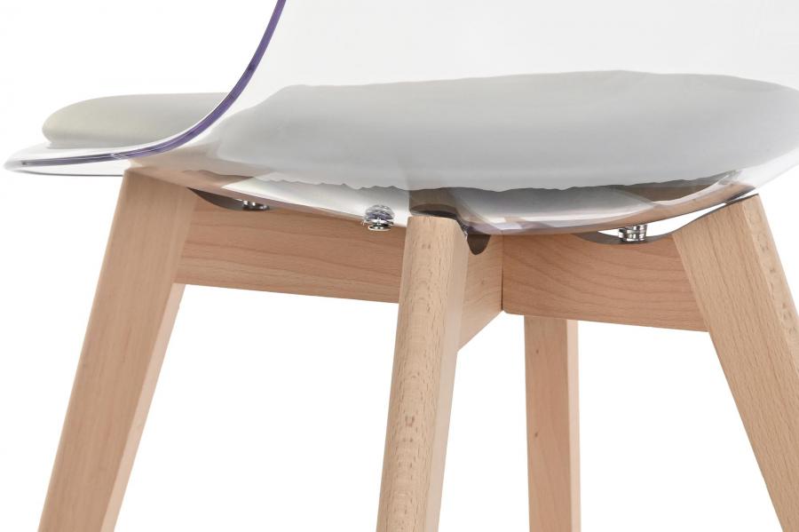 Silla Policarbonato Madera 54X47X81 Tapizado Gris