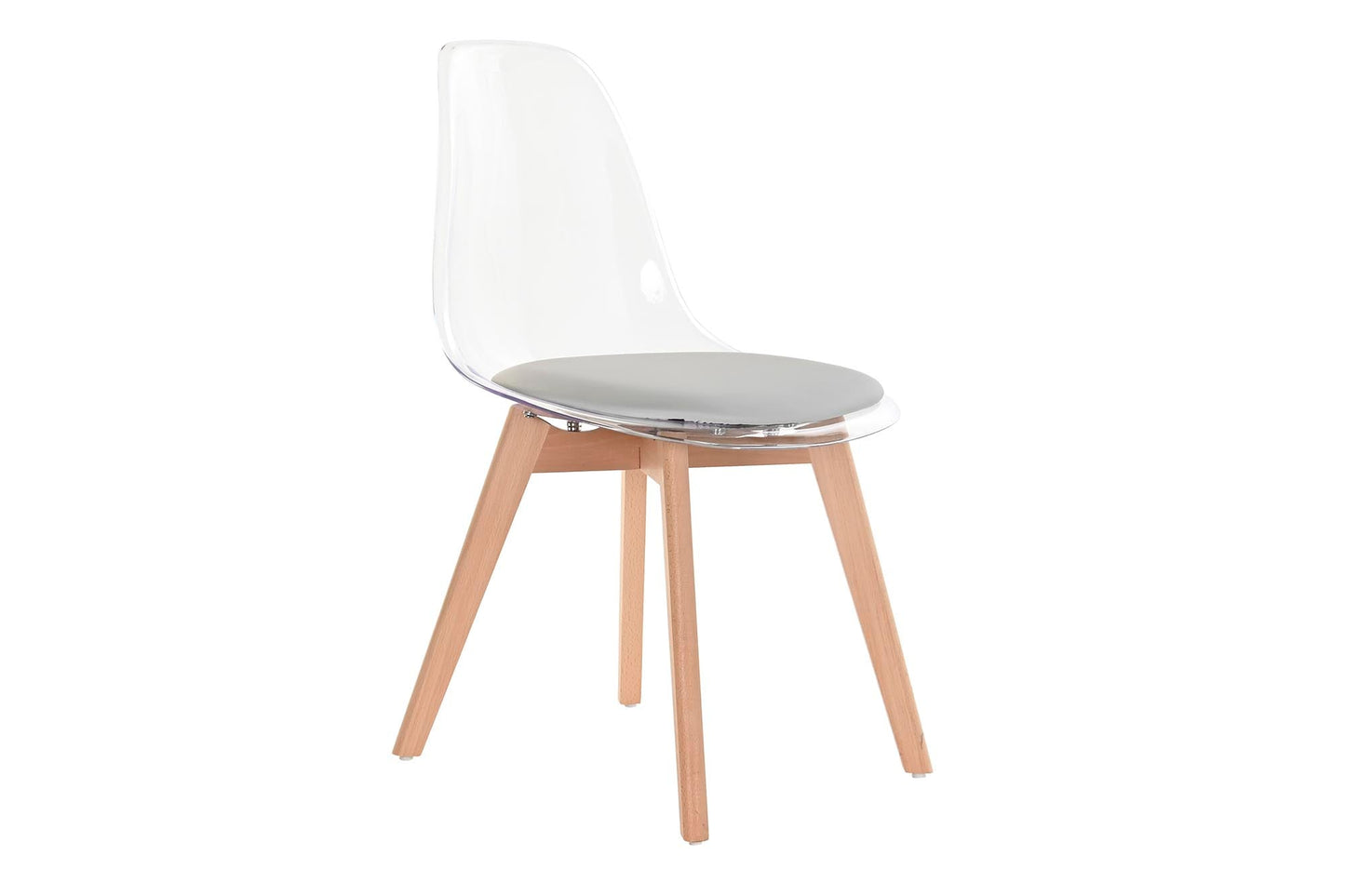 Silla Policarbonato Madera 54X47X81 Tapizado Gris