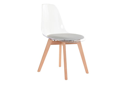 Silla Policarbonato Madera 54X47X81 Tapizado Gris
