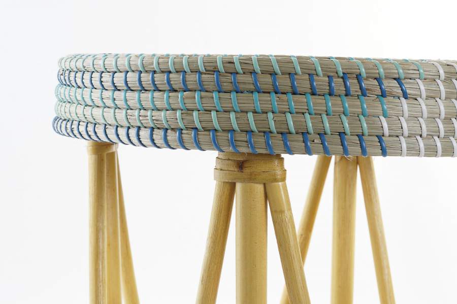 Reposapies Ratan Seagrass 41X41X42 Turquesa