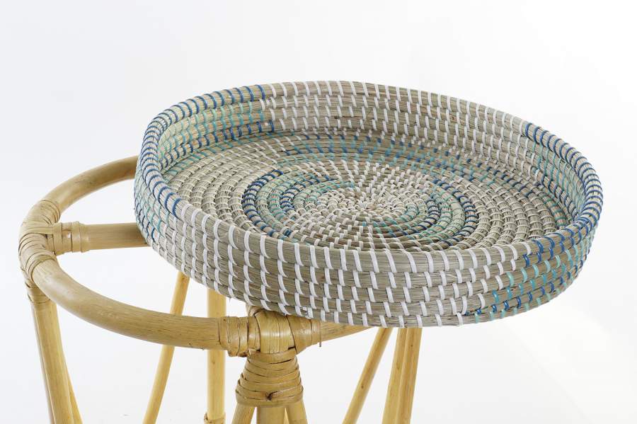 Reposapies Ratan Seagrass 41X41X42 Turquesa
