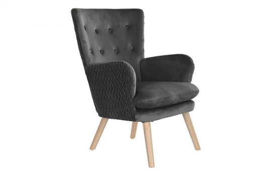 Butaca Poliester Madera 66X67X92 Gris Oscuro