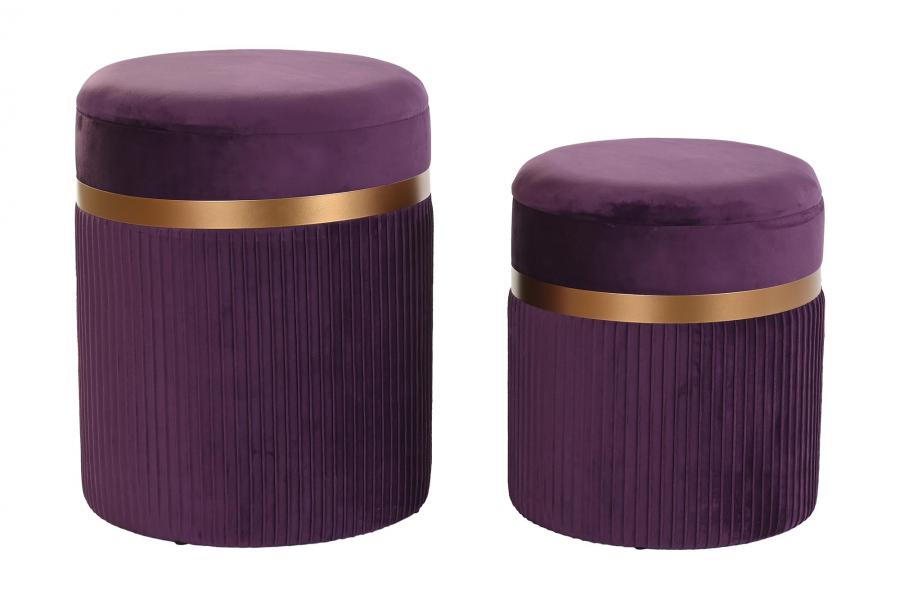 Reposapies Set 2 Poliester Mdf 39X39X49 Terciopelo
