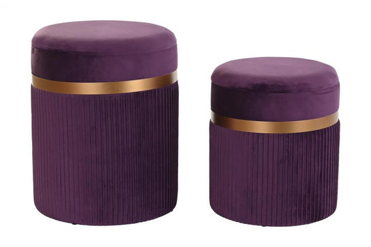 Reposapies Set 2 Poliester Mdf 39X39X49 Terciopelo