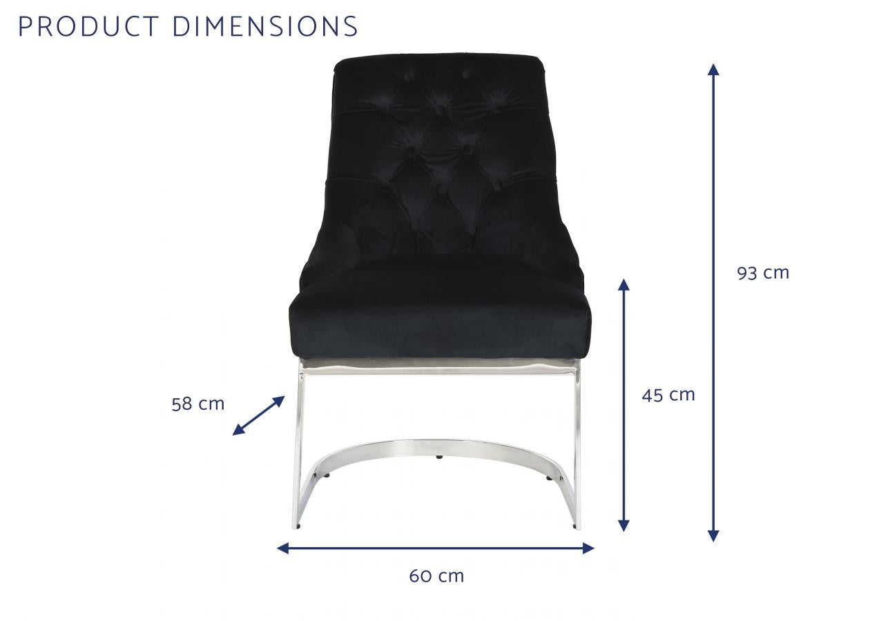 Silla Acero Poliester 60X58X93 Terciopelo Negro