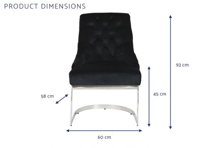 Silla Acero Poliester 60X58X93 Terciopelo Negro