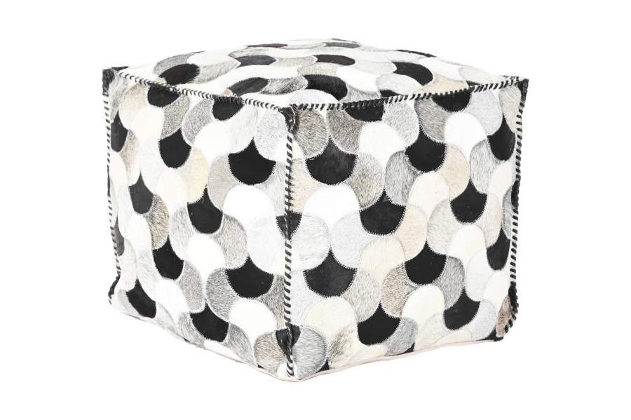 Pouf Piel Poliester 45X45X40 Rombos Marron