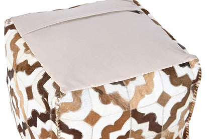 Pouf Piel Poliester 45X45X40 Rombos Marron